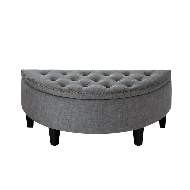 Rangement demi-cercle capitonné noir 44 po Venne, Mélange de lin gris clair