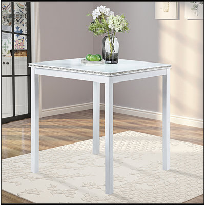 Table carrée moderne en bois avec bords en cristal acrylique pour petits espaces et décoration intérieure élégante