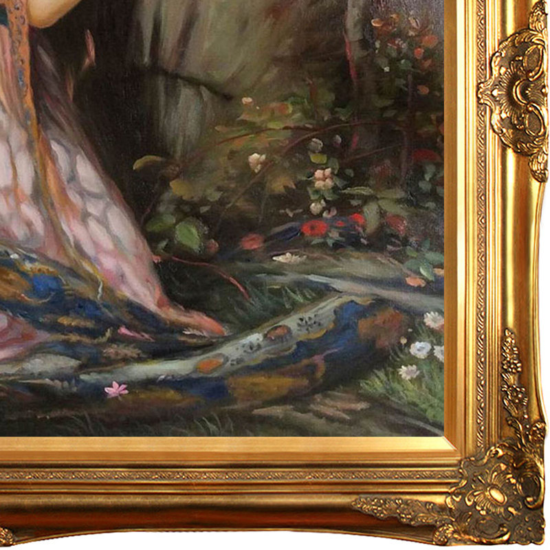 « lamia » par john william waterhouse, peinture encadrée, H 44 po x l 32 po x P 2 po, Or victorien