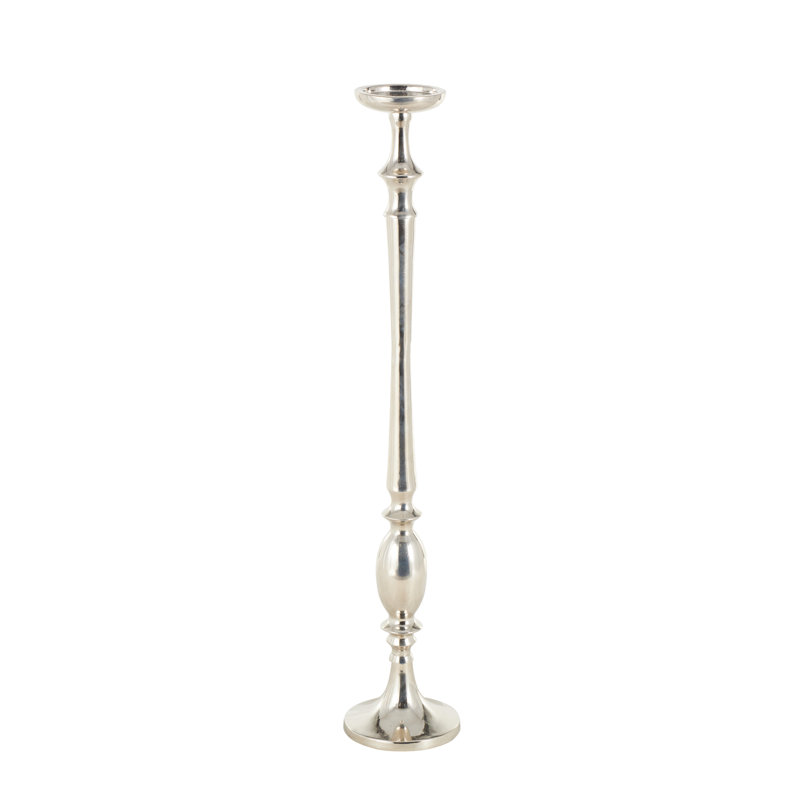 Aluminum Metal Floor Silver Decorative Candle Holder, 38.2" H x 7" W x 7" D