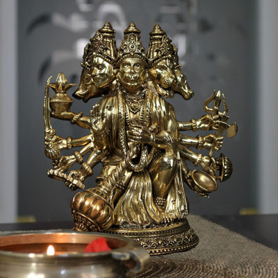 Statue en laiton laiton Panchamukhi Hanuman