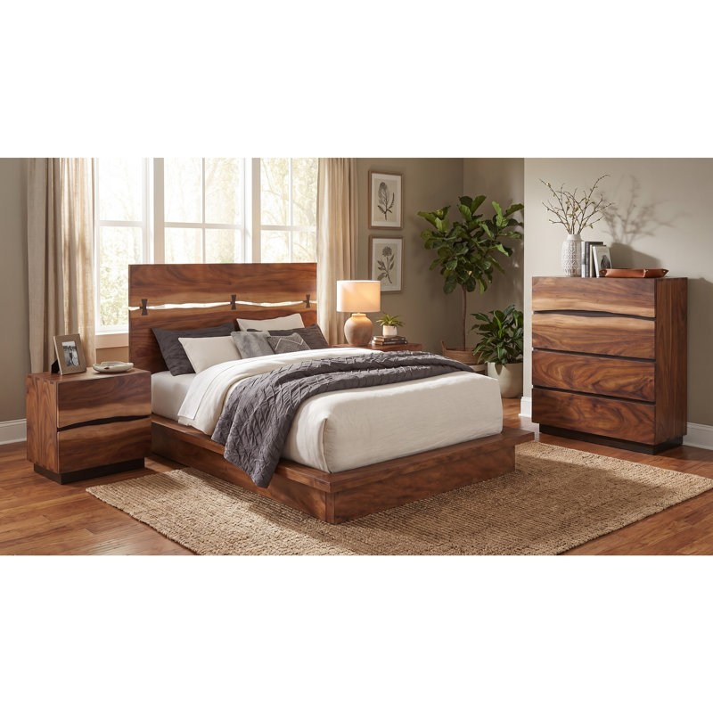 Winston Smokey Walnut Queen 4-piece Bedroom Set, 4 Pcs: Bed, Chest, 2 Nightstands, Queen