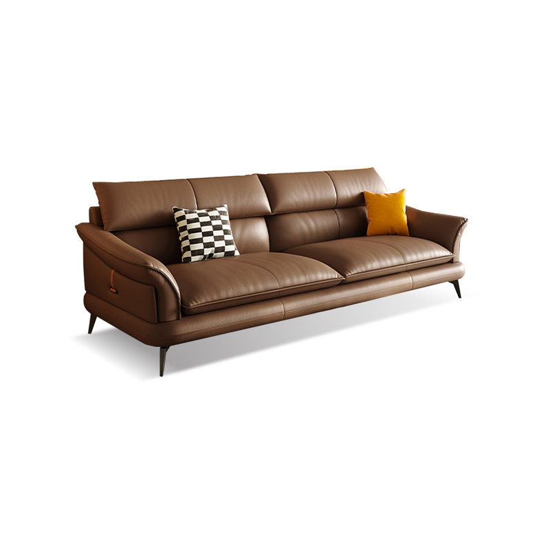 Canapé standard en cuir véritable Coffee, H 33,86 po x l 74,8 po x P 37,4 po