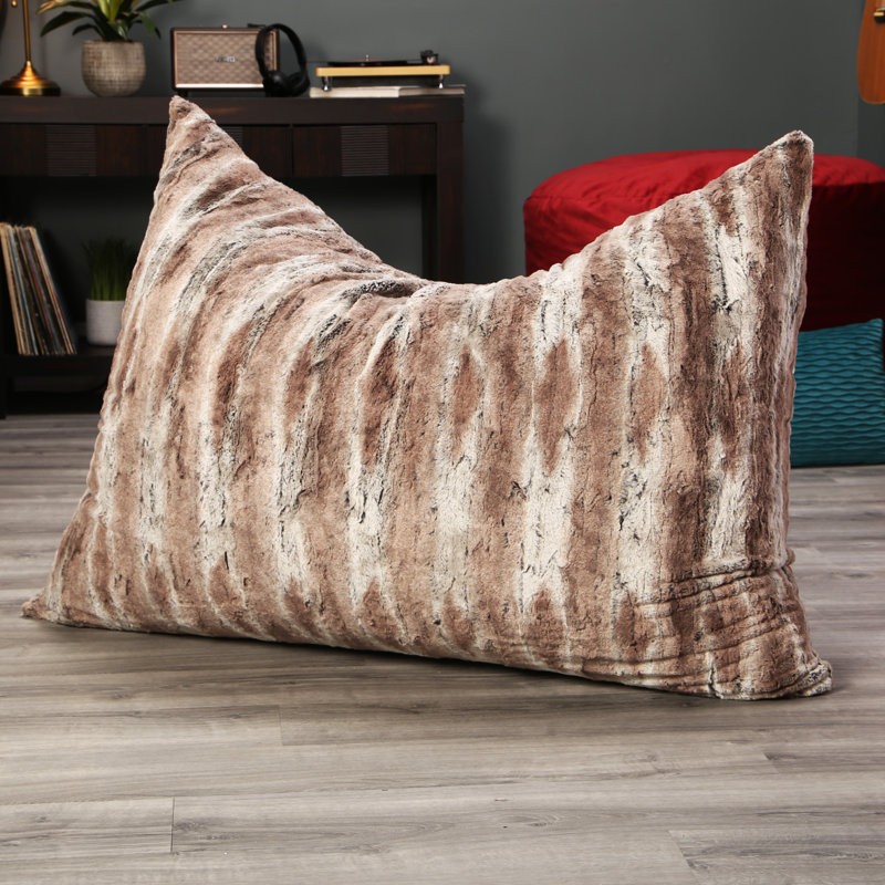 Kheir Pillow Saxx 3.5 Foot Giant Décor Floor Pillow, Premium Luxe Fur, Mountain Fox