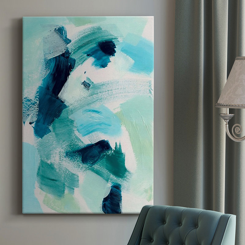 Teal Composition I - reproduction sur toile tendue, H 36 po x l 24 po x P 1,5 po