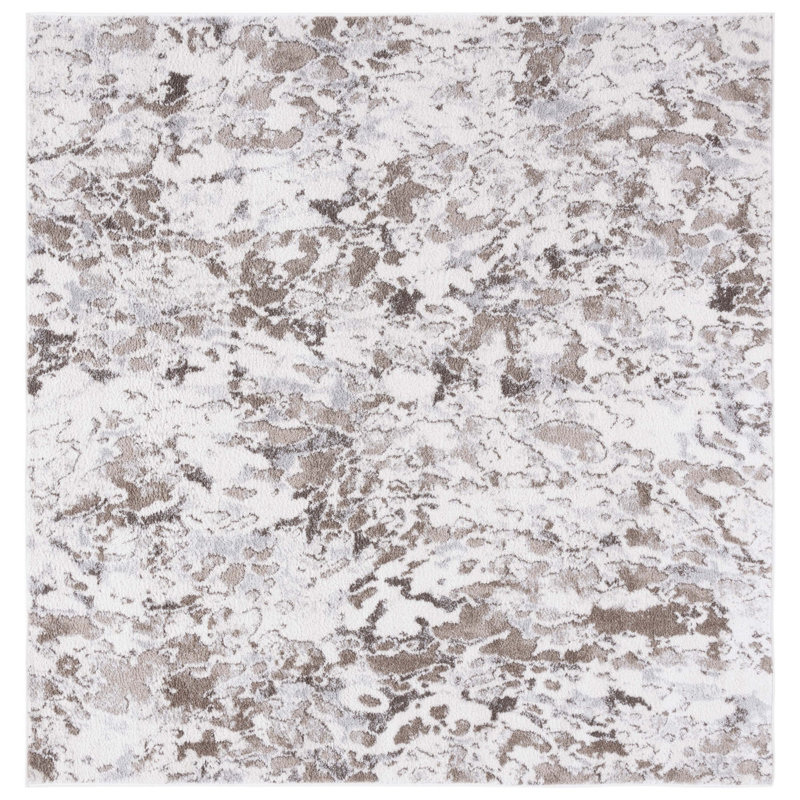 Ethellee Performance Abstract Rug, Square 6'7"