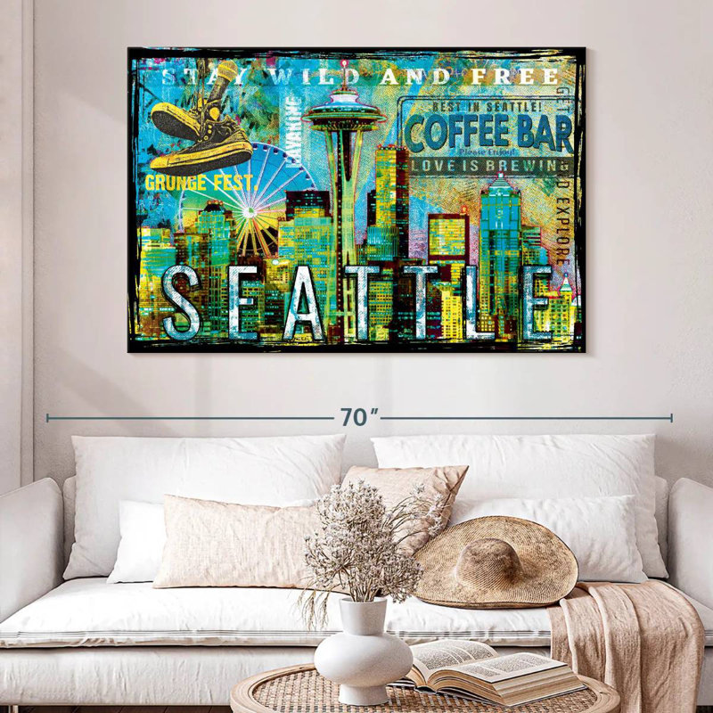 Kavia Seattle Stay Wild And Free Grunge, H 34 po x l 51 po