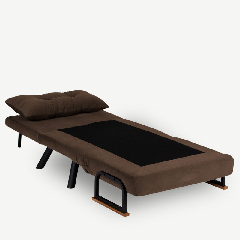 Fauteuil convertible Aakira, Polyester brun