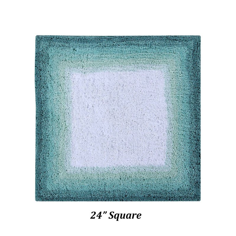 Orme 100% Cotton Tufted Bath Rug with Non-Slip Backing, Machine Washable, Ultra Soft & Absorbent Bath Mat, 24" Square, Turquoise