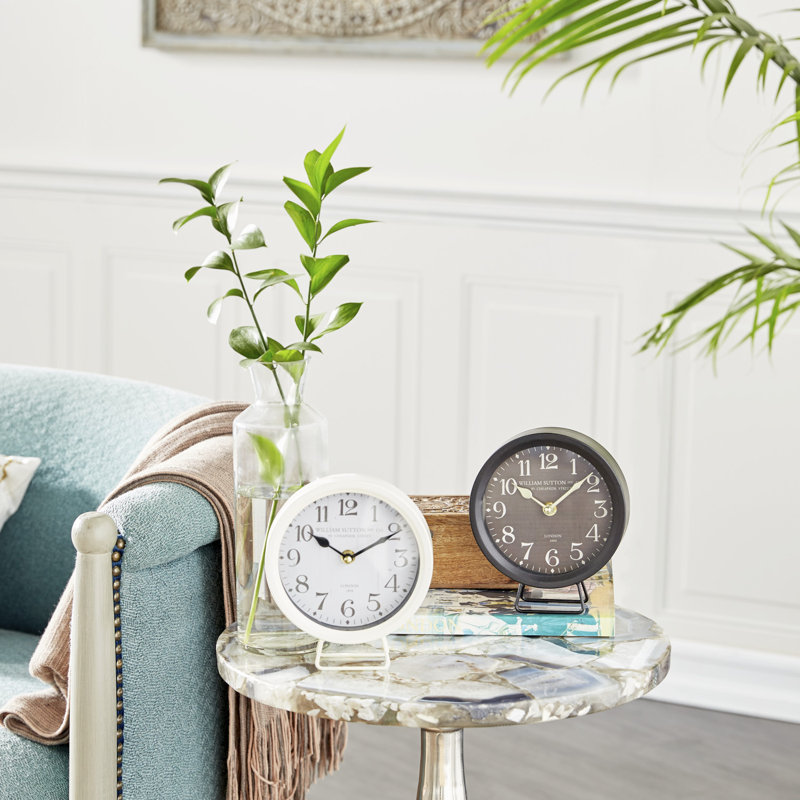 Coastal Analog Metal Mechanical Tabletop Clock