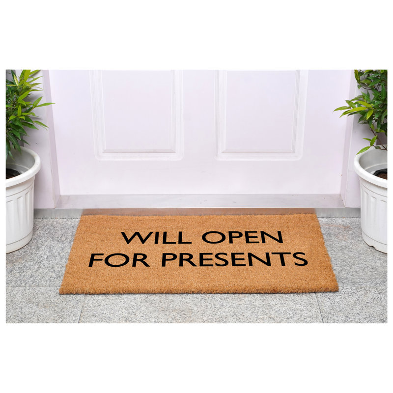 Will open for presents Doormat, 17" x 29"