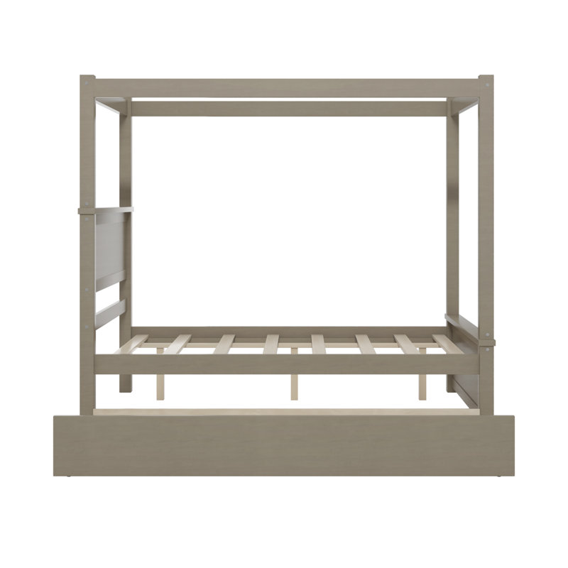 Full Platform Canopy Bed, Light Brown