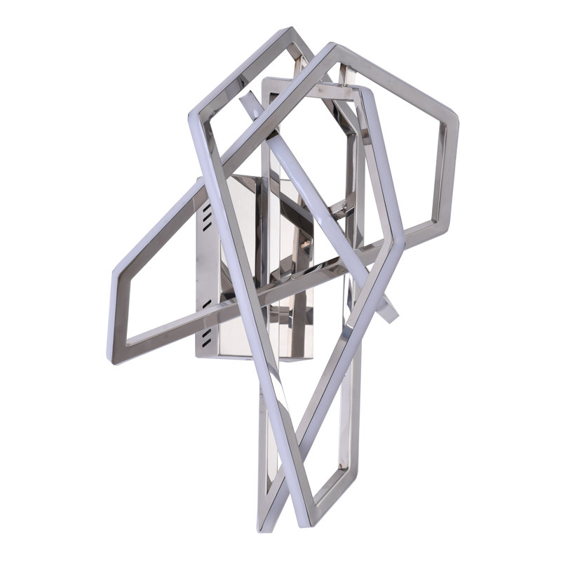 15 - Light Gold LED Geometric Wall Sconce, 20" H x 15.7" W x 11" D, Chrome
