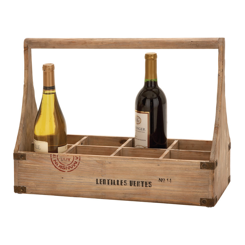 Coulombe 8 Bottle Solid Wood Tabletop Wine Bottle Rack in Brown Oak