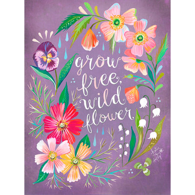 " Purple Grow Free, Wildflower " by Katie Daisy Painting Print