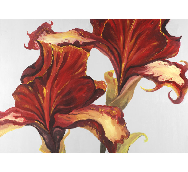 Lilies with Fall Colors - Red Romantic Canvas for Home Decor