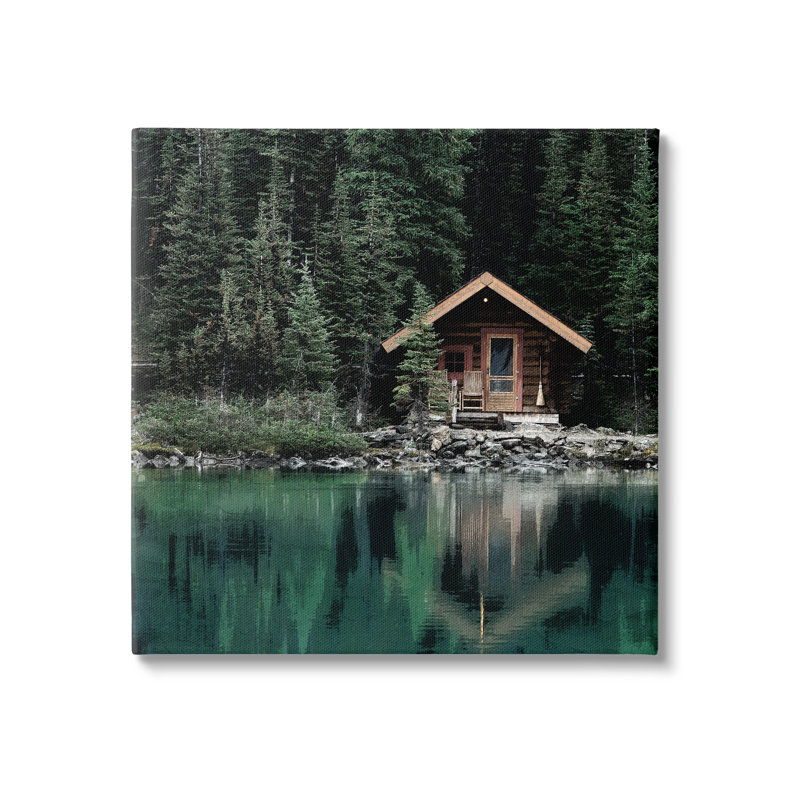 «Woodland Cabin Reflection On Canvas» par Kim Allen, reproduction, H 24 po x l 24 po x P 1,5 po