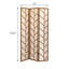 Walnut And Linen Foldable 3-Panel Screen