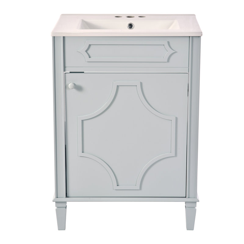 Meuble-lavabo autoportant moderne 24 po avec lavabo en céramique