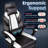 Adjustable Reclining Gaming Chair, Ergonomic Faux Leather Swiveling PC & Racing Computer Chair with Footrest and Lumbar Support-537642612