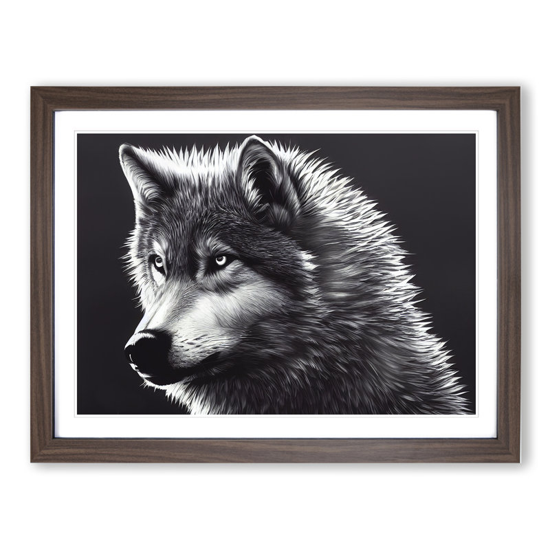 Great Wolf - Single Picture Frame Print, 46cm H x 64cm W x 2cm D, Walnut Framed