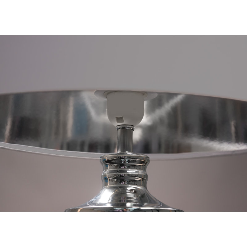Waukomis 61cm Marble Effect Metal Table Lamp, Light Grey