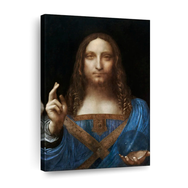 Salvator Mundi sur toile, H 48 po x l 32 po x P 1,25 po