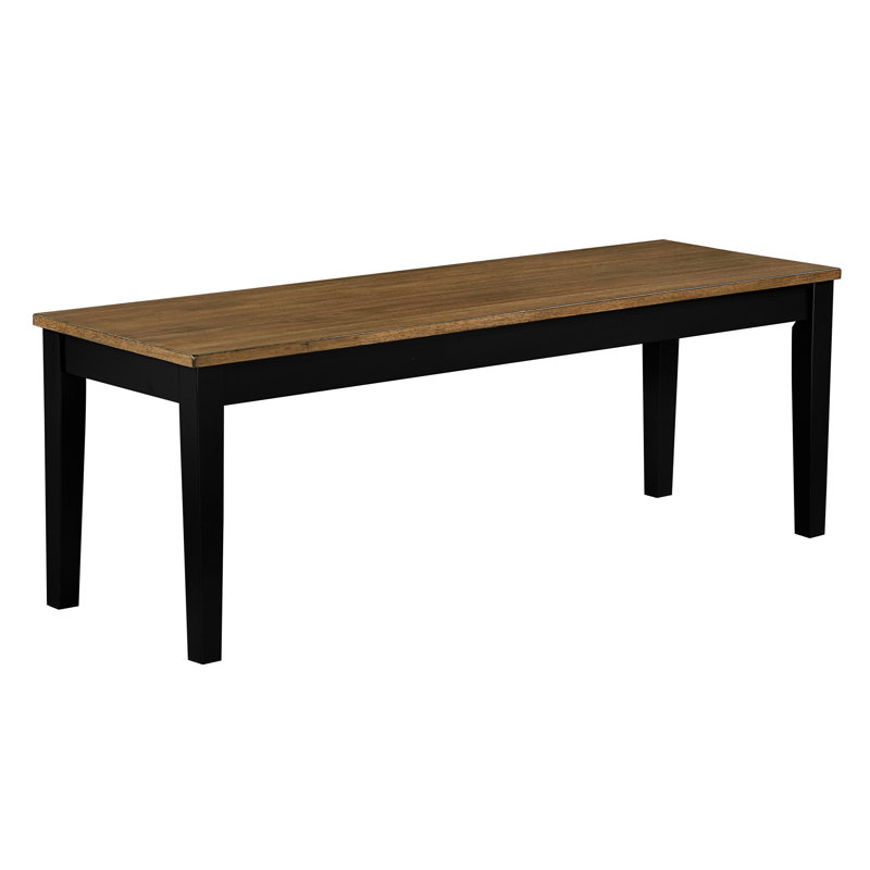 Banc 2 tons à finition noire et brun, design moderne, 48 po x 16,5 po, 17,5 po, profondeur de poids de 250 lb, charge, pieds, siège