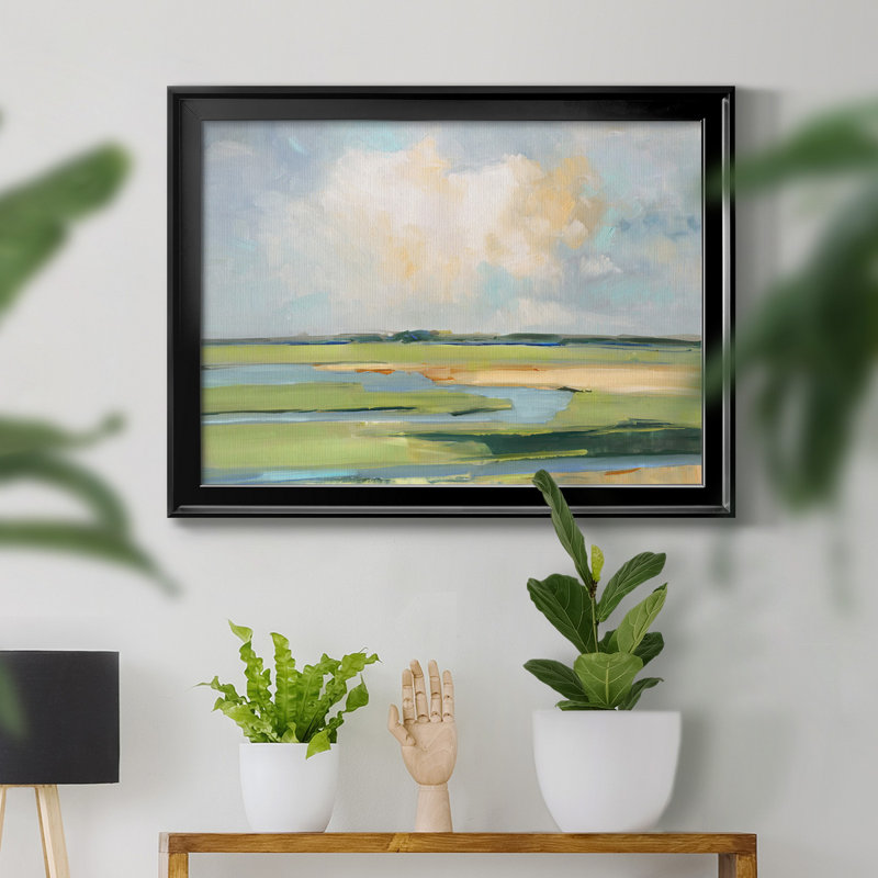 Pastel Horizon II - peinture encadrée, H 30,5 po x l 42,5 po, Toile encadrée, Noir