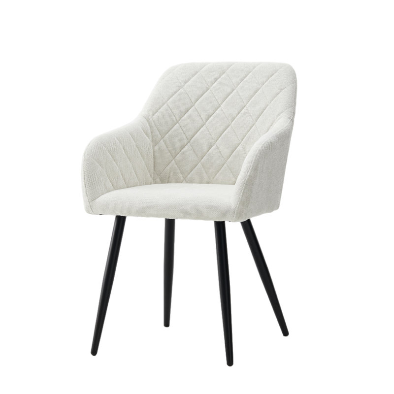 46cm H Linen Upholstered Metal Armchair, Beige