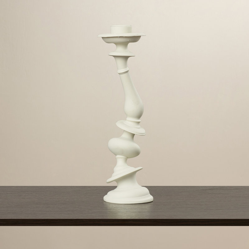 Bougeoir en résine / marbre Edwin, blanc