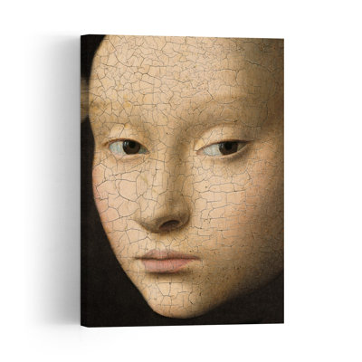 Portrait serein craquelé, art mural abstrait classique vintage, architecture classique