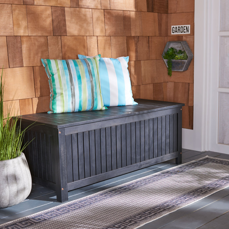 Safavieh Abri 47.6'' W Water Resistant Solid Wood Eucalyptus Deck Box, Black