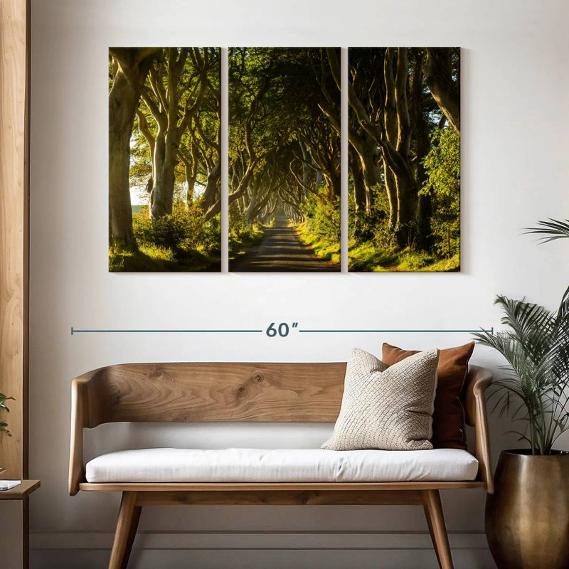 Harnek Sunlit Trees Path, 32" H x 50" W