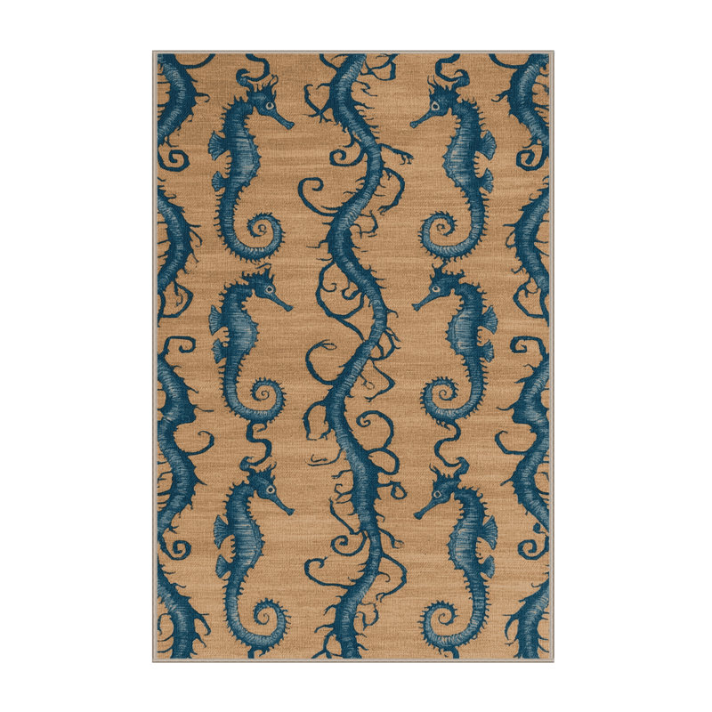 Washable Seahorses Nautical Area Rug, Rectangulaire 2 pi x 3 pi