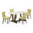 5-Piece Dining Table Set Includes a Linen White (Off-White) Kitchen Table and 4 Limelight Linen Fabric Parson Chairs - Distressed Jacobean Finish-690892379-690892380