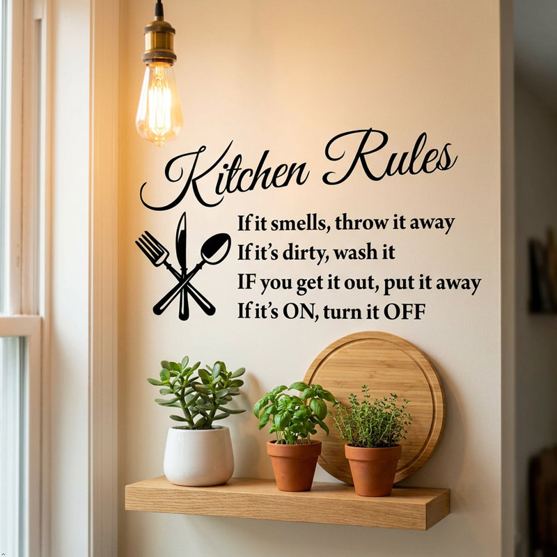 Text & Numbers Wall Decal, 13" H x 22" W, Brown