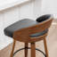Tabouret de comptoir moderne pivotant rembourré avec pivot à 360 °, siège demi-tonneau et dossier incurvé-120155852-120155854