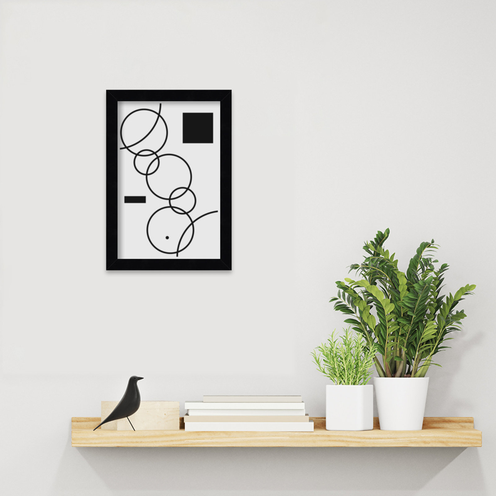 Minimal Shapes No. 1 Print, 13" H x 9" W x 1" D, Black