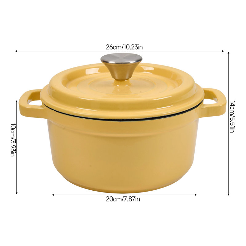 Living And Home 2L Cast Iron Stock Pot