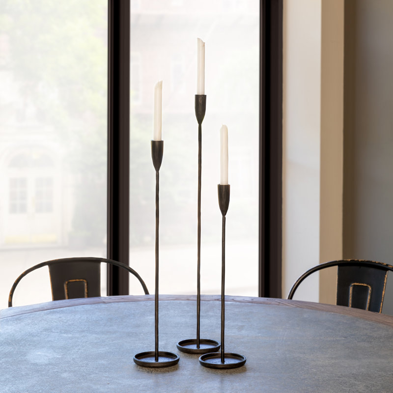 3 Piece Iron Tabletop Candlestick Set