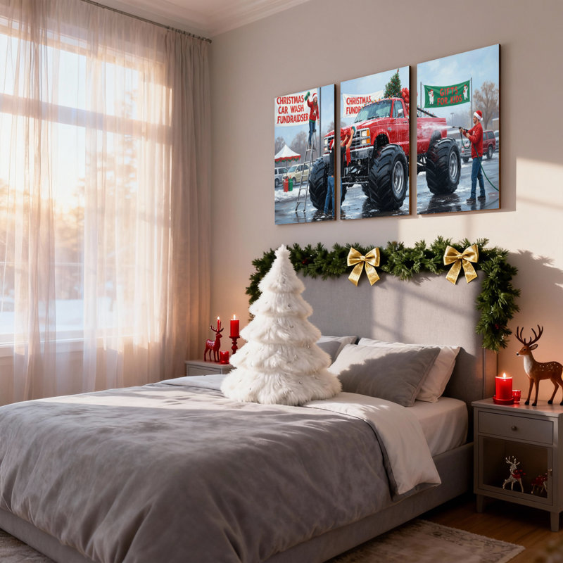 «Christmas Christmas Car Wash», ensemble de 3 impressions sur toile, H 18 po x l 36 po