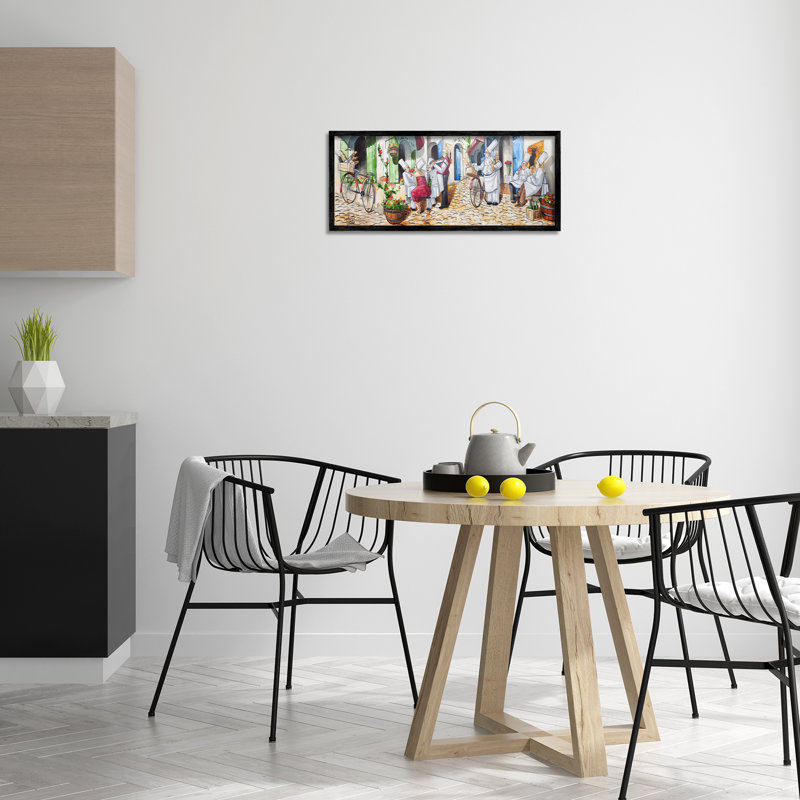 «Town Café Chefs», art de la giclée encadrée par Ronald West, Giclée encadrée noir minuit, H 10 po x l 24 po