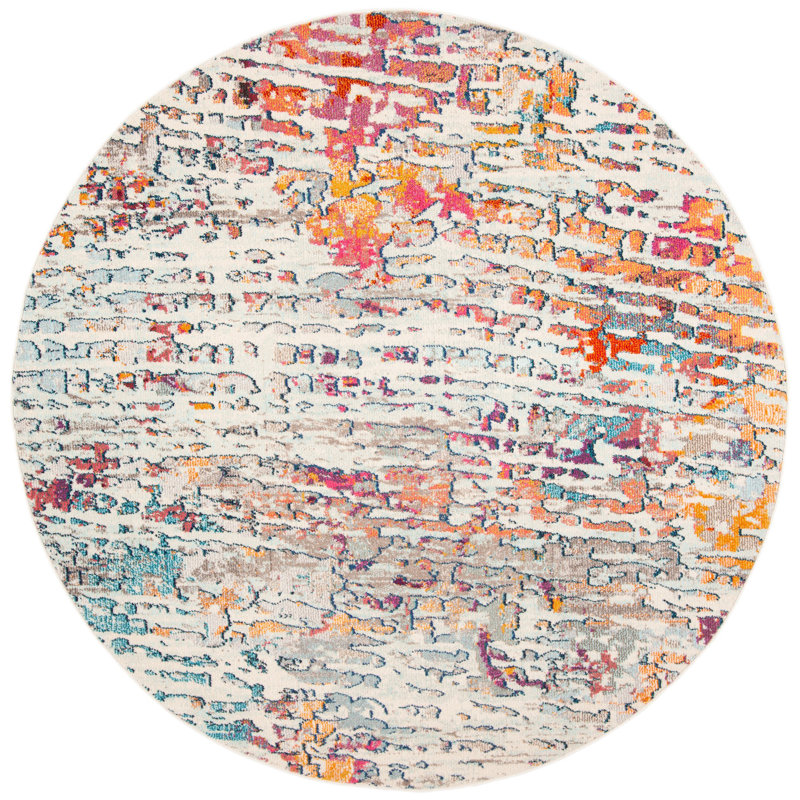 Felty Abstract Area Rug, Round 3'