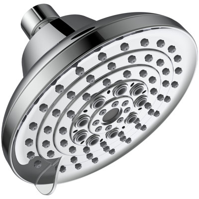 6 Spray Settings High Pressure Shower Head 5" Rain Fixed Showerhead - Adjustable Shower Head With Anti-Clogging Nozzles, Low Flow Easily Installation
