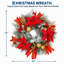 Couronne de Noël floquée rouge et or de 50 cm (20 pouces) avec 20 DEL, 8 fonctions et minuterie