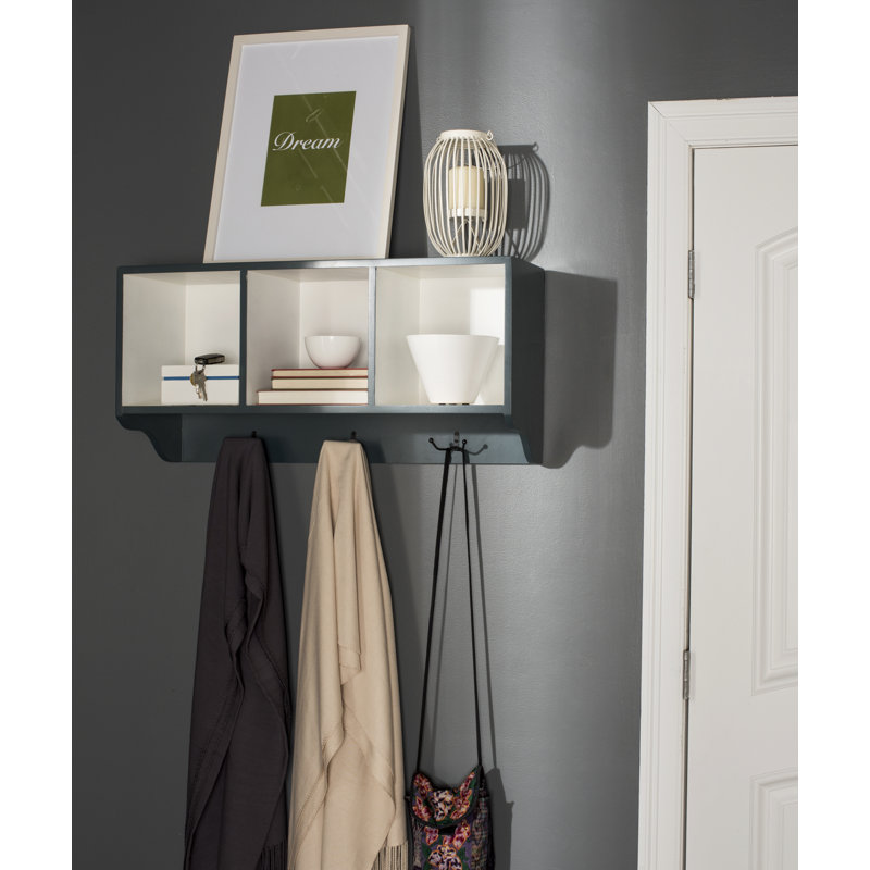 3 - Hook Wall Mounted Coat Rack, Ash Gray / White