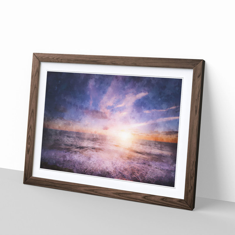 Beach In San Diego California - Picture Frame Painting, 62cm H x 87cm W x 2cm D, Walnut