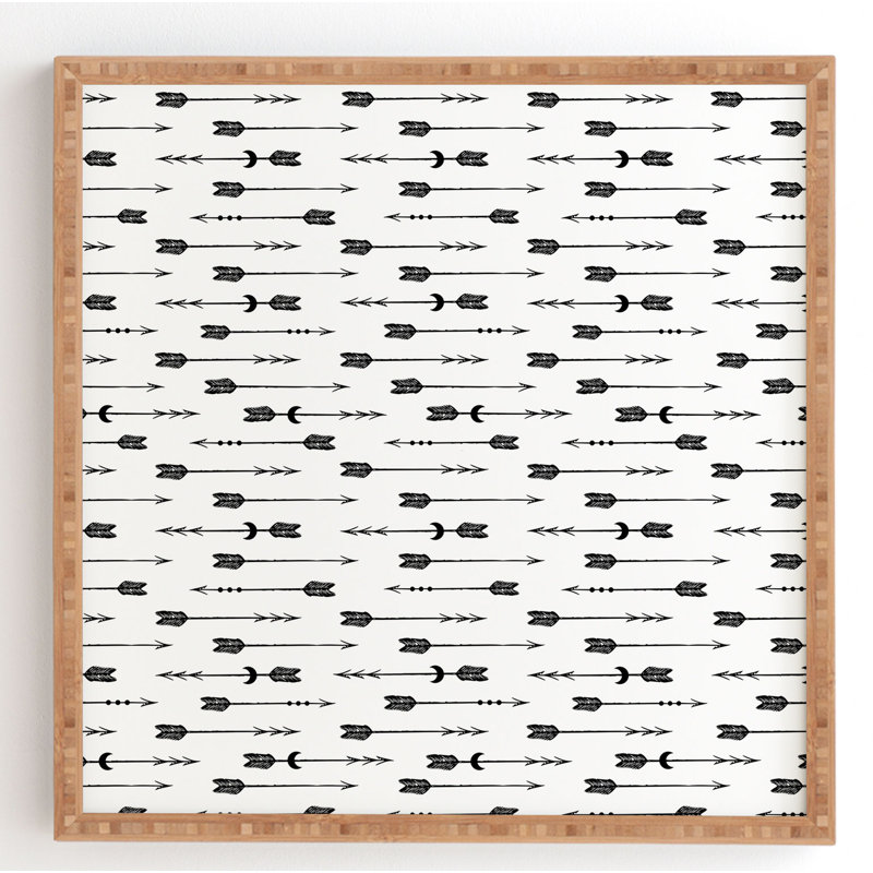 « rétro boho arrows », reproduction d’impression encadrée sur bois, H 20" x l 20" x P 1"