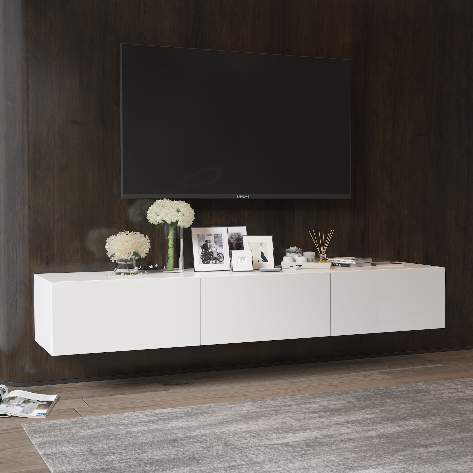 High gloss online floating tv stand